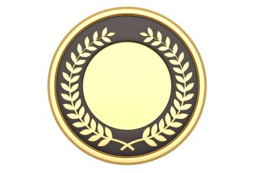 Beyaz arka planda izole edilmiş ilk madalya. 3d illüstrasyon.