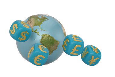 Para birimi simgesi beyaz arka plan üzerinde izole küre ile. 3D Hüseyin