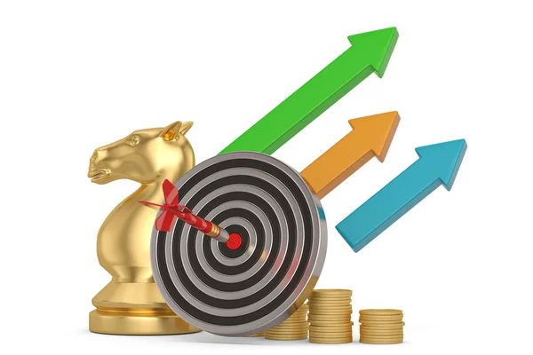Negócio perfeição conceito de sucesso bullseye com dardo e moeda — Fotografia de Stock