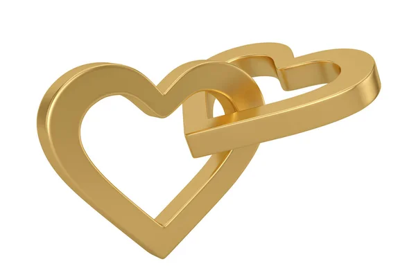 Cuore d'oro contorno forme isolate su sfondo bianco. Malattia 3D — Foto Stock