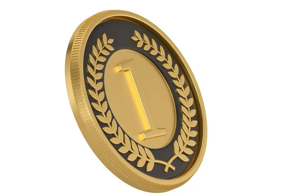 Eerste medaille geïsoleerd op witte achtergrond. 3D-illustratie. — Stockfoto