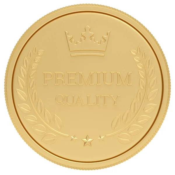Kvalitets medalj isolerad på vit bakgrund. 3D-illustration. — Stockfoto