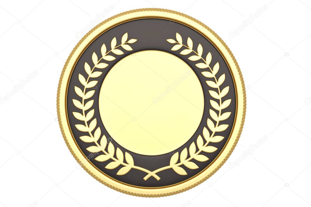First medal isolated on white background. 3D illustration.