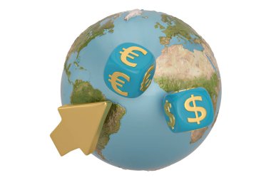 Para birimi simgesi beyaz arka plan üzerinde izole küre ile. 3D Hüseyin