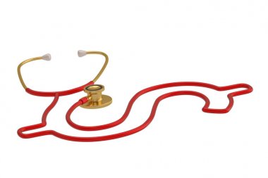 Dolar işareti stetoskop beyaz arka plan üzerinde izole. 3d illustr