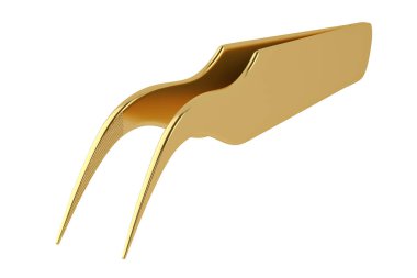 Altın cımbız beyaz arka plan üzerinde izole. 3d illüstrasyon.