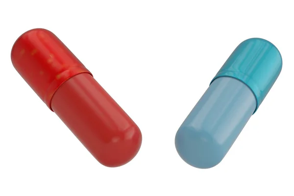 Dois comprimidos isolados no fundo branco. Ilustração 3D . — Fotografia de Stock