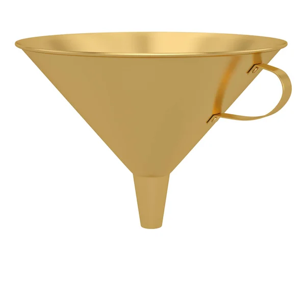 Gold funnel isolated on white background. 3D illustration. — Stock Photo, Image