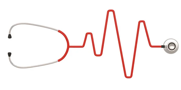 Stetoskop i sylwetka serca i EKG. 3D książka — Zdjęcie stockowe