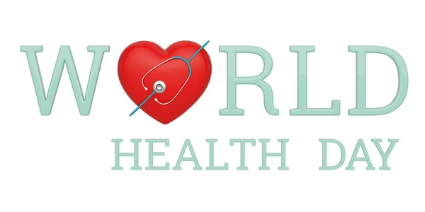 Dünya Sağlık Günü logosu beyaz arka planda izole edilmiş. 3D nefret — Stok fotoğraf