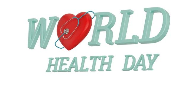 Journée mondiale de la santé logo 3D isolé sur fond blanc. Poussière 3D — Photo
