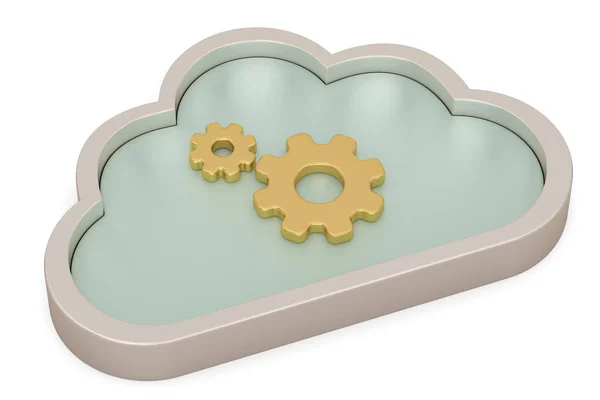 Symbole informatique sur nuage 3D isolé sur fond blanc. 3D ill — Photo