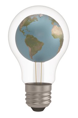 Ampul ve küre beyaz arka plan 3d illustratio izole