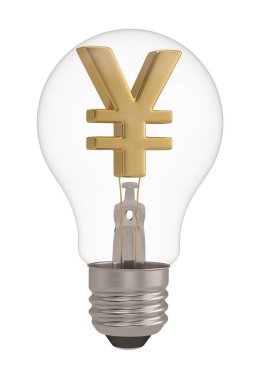 Ampul ve para birimi sembolü beyaz arka plan 3d i izole