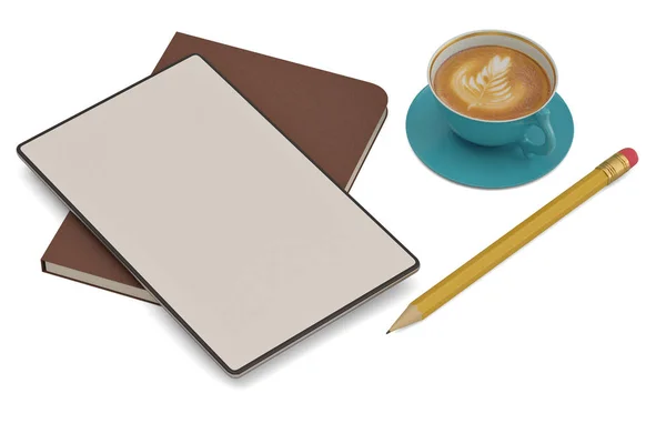 Tablet PC concepto de trabajo de negocios con café aislado en whi — Foto de Stock