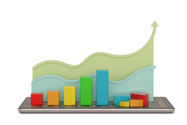 Concepto financiero tableta pc con gráfico aislado en fondo blanco —  Fotos de Stock