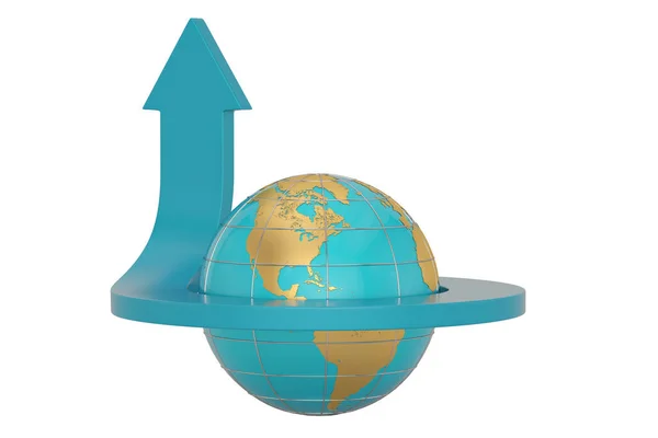 Finanzkonzept Pfeil und Globus isoliert auf weißem Hintergrund 3 — Stockfoto