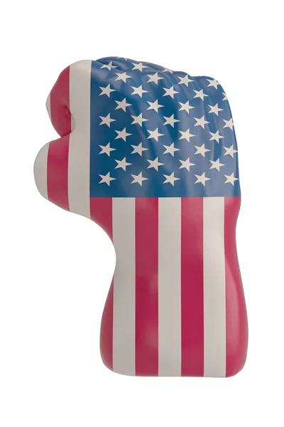 Amerikai zászló lyukasztó öklét izolált fehér háttér 3D ill — Stock Fotó