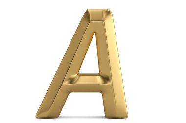 Altın 3d alfabe beyaz arka plan üzerinde izole. 3d illüstrasyon
