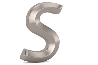 Çelik 3d alfabe beyaz arka plan üzerinde izole. 3d illüstrasyon.