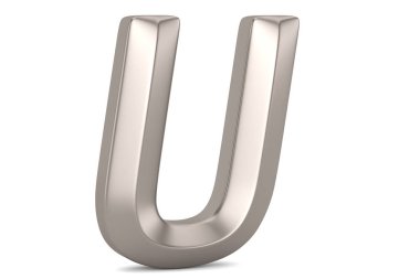 Çelik 3d alfabe beyaz arka plan üzerinde izole. 3d illüstrasyon.