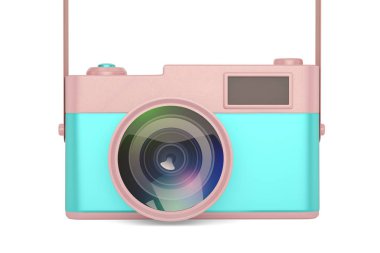 3d Rendering Renkli pastel kamera beyaz arka plan üzerinde izole