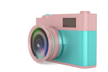 3d Rendering Renkli pastel kamera beyaz arka plan üzerinde izole