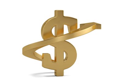 Beyaz arka planda izole edilmiş aarrow ve dolar işareti. 3d illustra