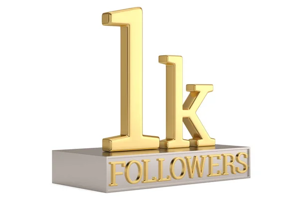 1k followers thank you 3D logo isolated on white background 3D i — Stock Photo, Image