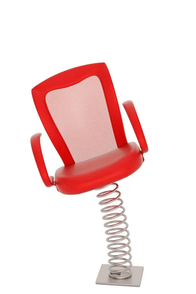 Silla de oficina roja con resorte aislado sobre fondo blanco 3D enfermo — Foto de Stock