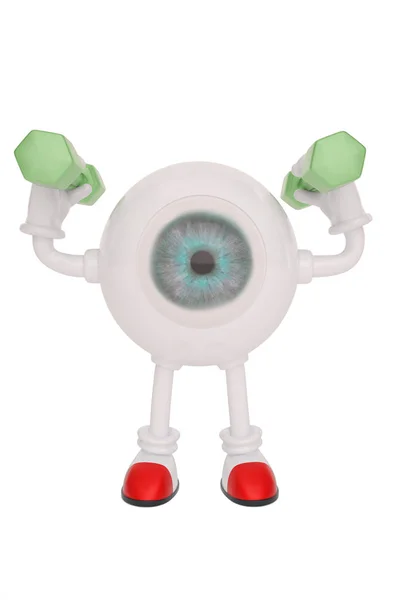 Personnage de dessin animé globe oculaire isolé sur fond blanc. Illus 3D — Photo
