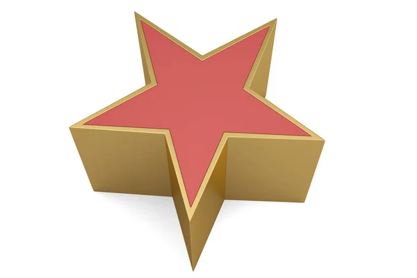 Estrela 3D vermelha isolada sobre fundo branco. Ilustração 3D . — Fotografia de Stock
