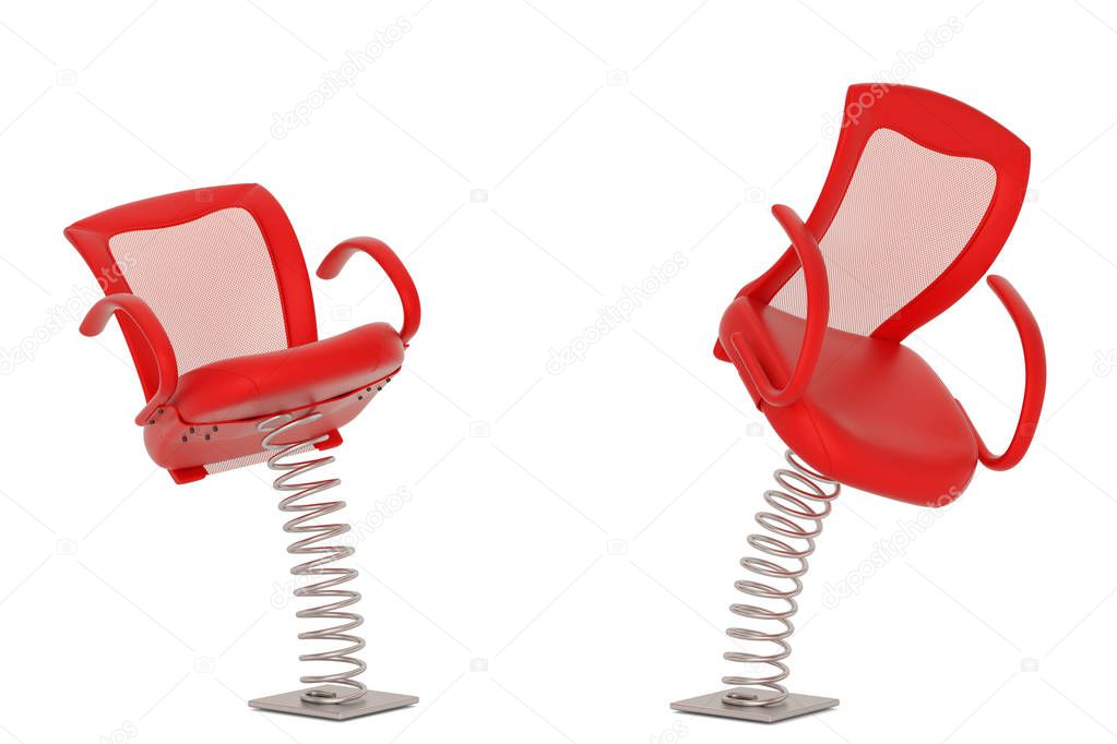 Red office chair with spring isolated on white background 3D ill