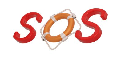 Lifebuoy sos simgesi beyaz arka plan, 3d illüstrasyon izole