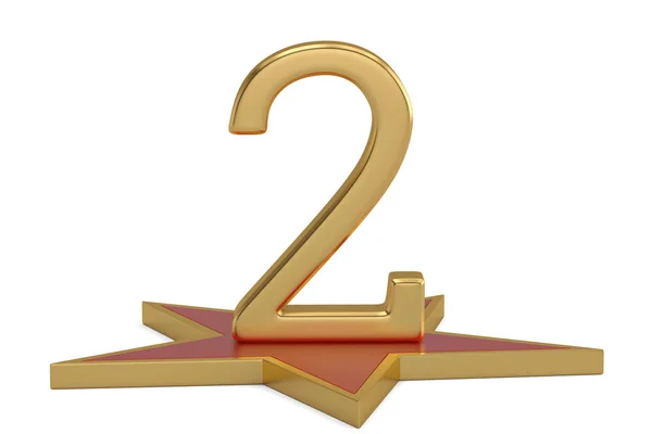 Golden Number On Star Podium. 3D illustration. — Stock Photo, Image