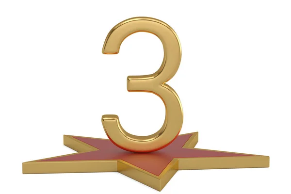 Golden Number On Star Podium. Illustration 3D . — Photo