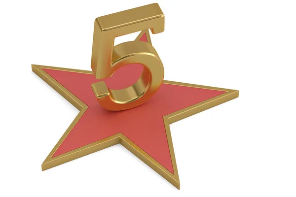 Gyllene nummer på Star podium. 3D-illustration. — Stockfoto