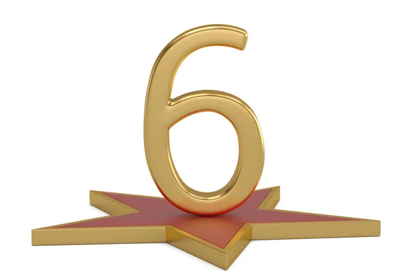 Golden Number On Star Podium. Illustration 3D . — Photo