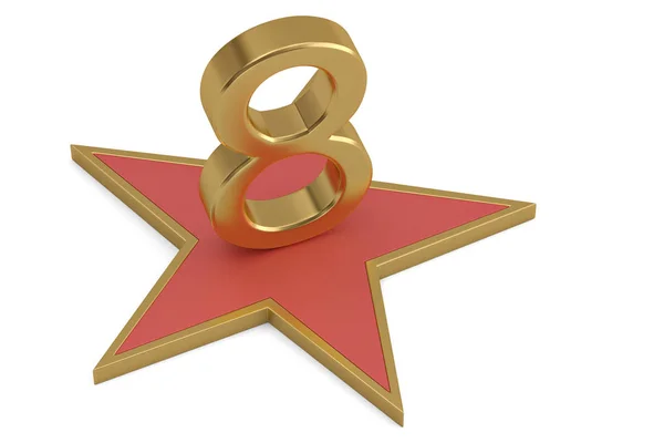 Número Dourado no Star Podium. Ilustração 3D . — Fotografia de Stock