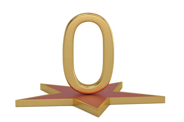 Numero d'oro sul podio stellare. Illustrazione 3D . — Foto Stock