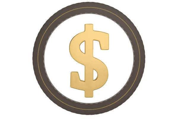 Rengas teiden ja dollarin merkki eristetty valkoisella taustalla , — kuvapankkivalokuva