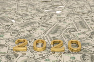 Maoney dolar arka plan altın 2020 Yeni Yıl metin Kavramı.
