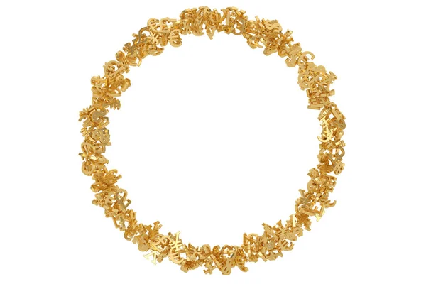 Simbolo moneta d'oro forma cerchio isolato su sfondo bianco — Foto Stock