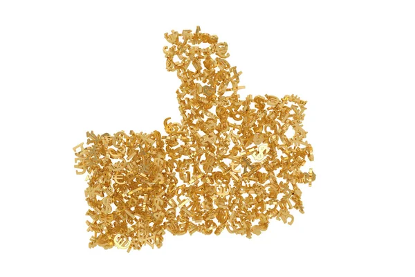 Goldene Währung Symbol wie Form isoliert auf weißem Hintergrund 3 — Stockfoto