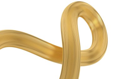 Soyut 3d çizgileri beyaz arkaplanda izole edilmiş altın çizgiler. 3d 