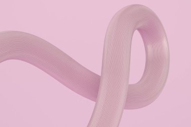 Soyut 3 boyutlu pembe çizgi beyaz arkaplanda izole edilmiş. 3d illüstrat