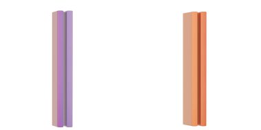 Beyaz arka planda izole edilmiş renkli metalik 3d alfabesi. 3D!