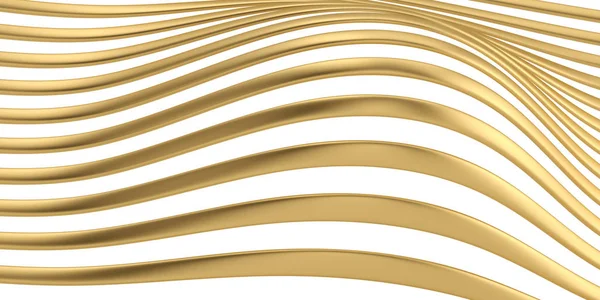 Líneas 3D abstractas líneas doradas Aisladas sobre fondo blanco. 3d — Foto de Stock