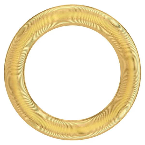 Абстрактный трехмерный золотой круг на белом фоне. Трехмерное безразличие — стоковое фото