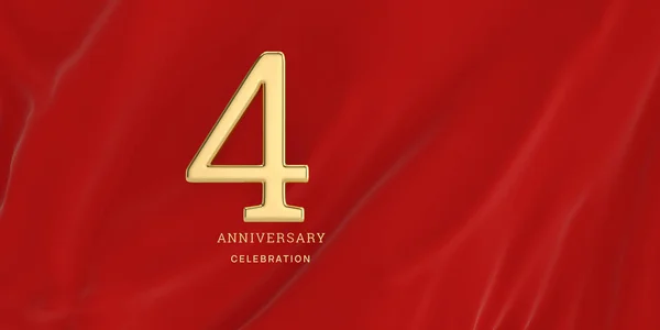 Anniversary concept red ribbon background and gold words. 3d ill — Stock Photo, Image